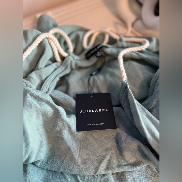 NEW JLUXLABEL BAHARI RUCHED LINEN DRESS - M - Picture 6 of 6